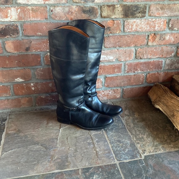 Ladies black leather Frye boots size 7 - Picture 4 of 9